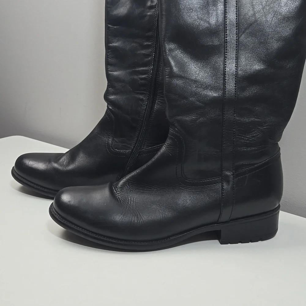 Clarks Black Leather Tall Riding Boots